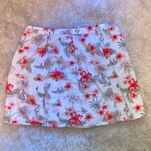 Tropical Print Cotton Mini Skirt